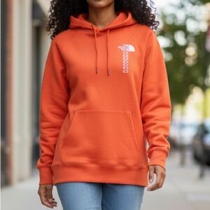 (NWT) The North Face Women’s Orange Print Graphic Pullover Hoodie, Medium